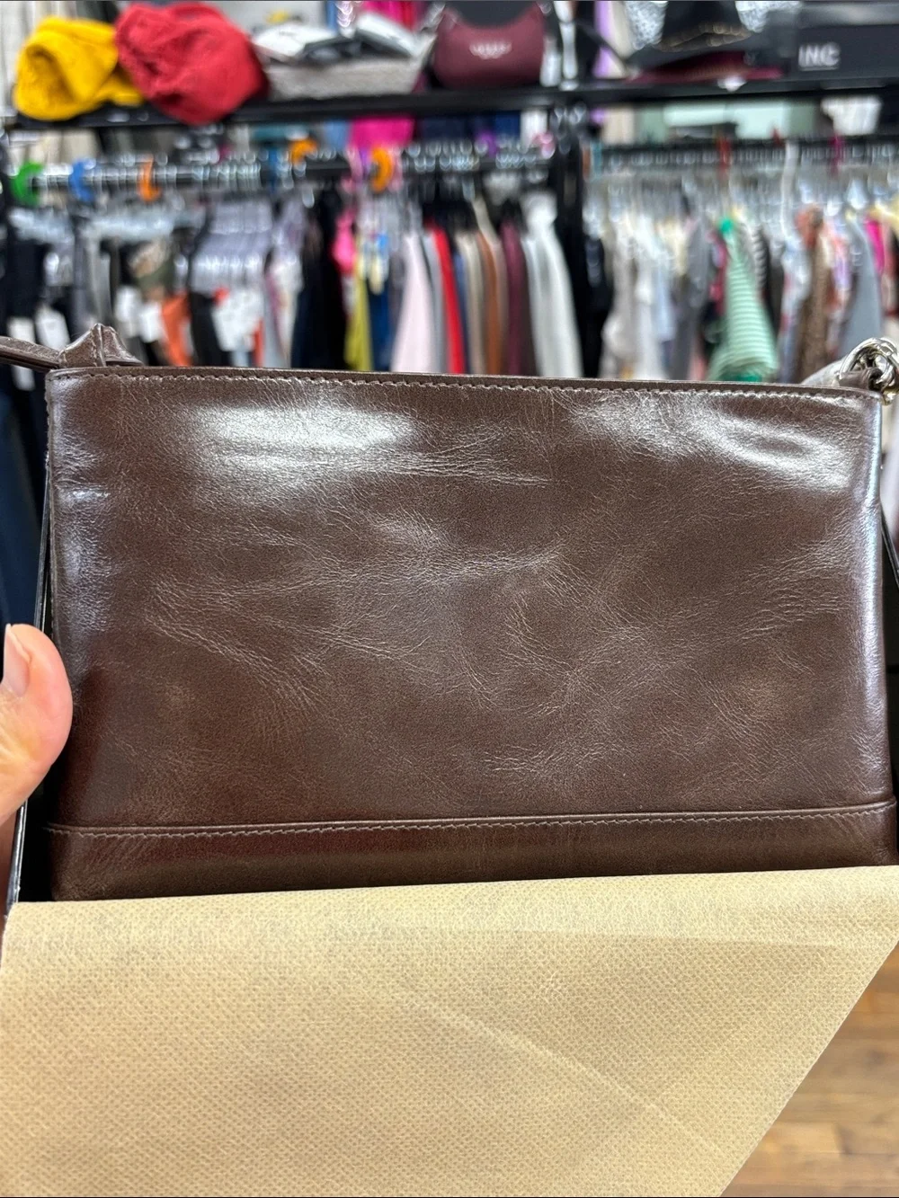 Mancini Casablanca rfid organizer wristlet bag brown leather